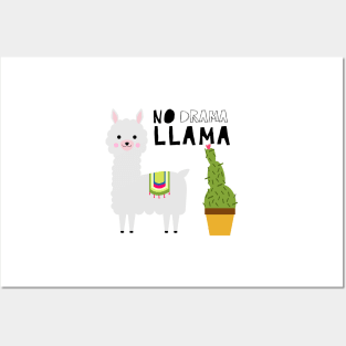 No Drama Llama Cute Succulents Cactus Posters and Art